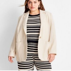 NWT Future Collective X Jenny K. Lopez Tweed Blazer Jacket in Ivory Size 3X ✨